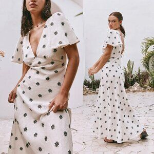 Verge Girl Summer Nostalgia Bias Cut Linen Maxi Dress - Bloomie - US 4 / AUS 8